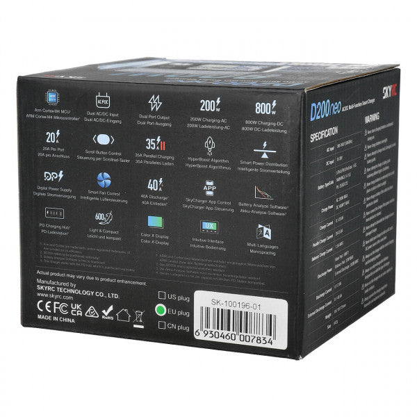 SkyRC D200 Neo LiPo-dubbelladdare 1–6S 20A 200W (AC)