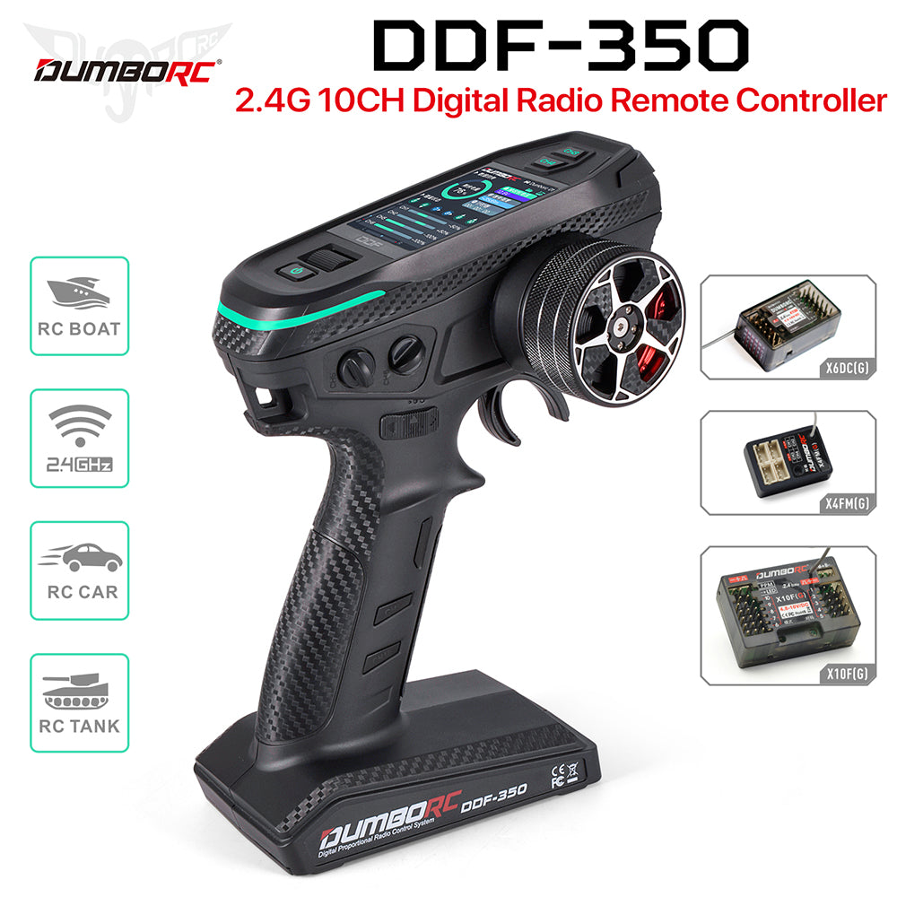 DumboRC DDF-350 2,4 GHz 10-kanals radiosystem med P6DCG gyromottagare