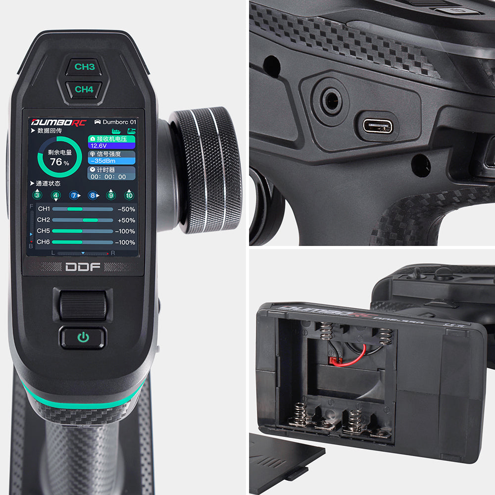 DumboRC DDF-350 2,4 GHz 10-kanals radiosystem med P6DCG gyromottagare