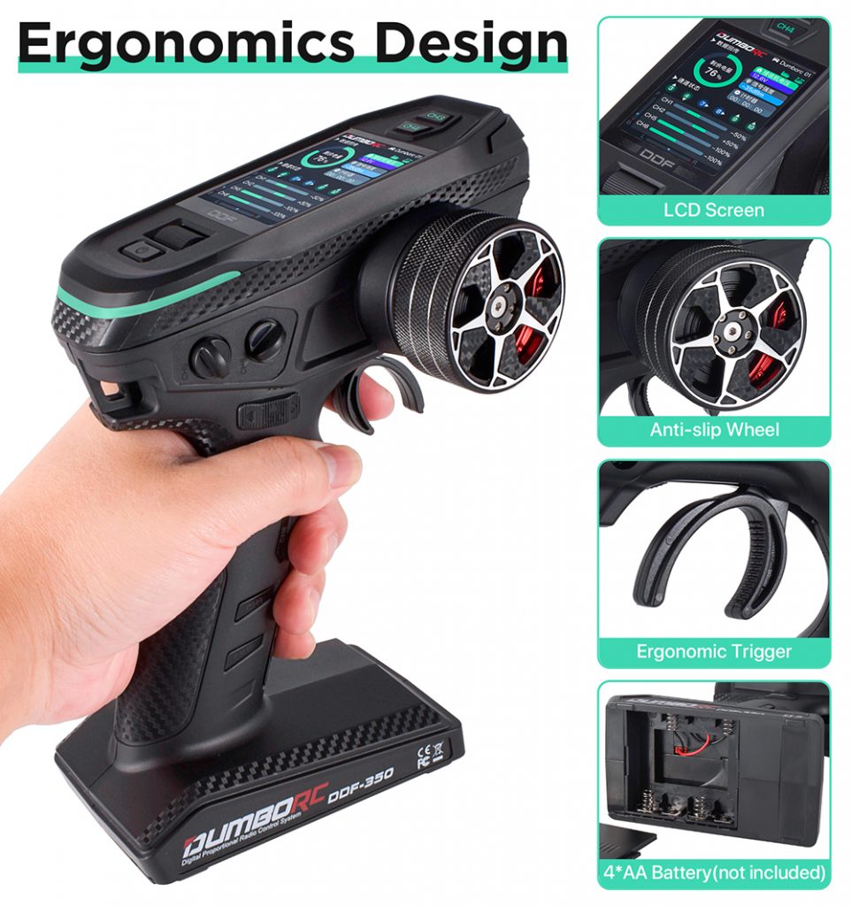 DumboRC DDF-350 2,4 GHz 10-kanals radiosystem med P6DCG gyromottagare